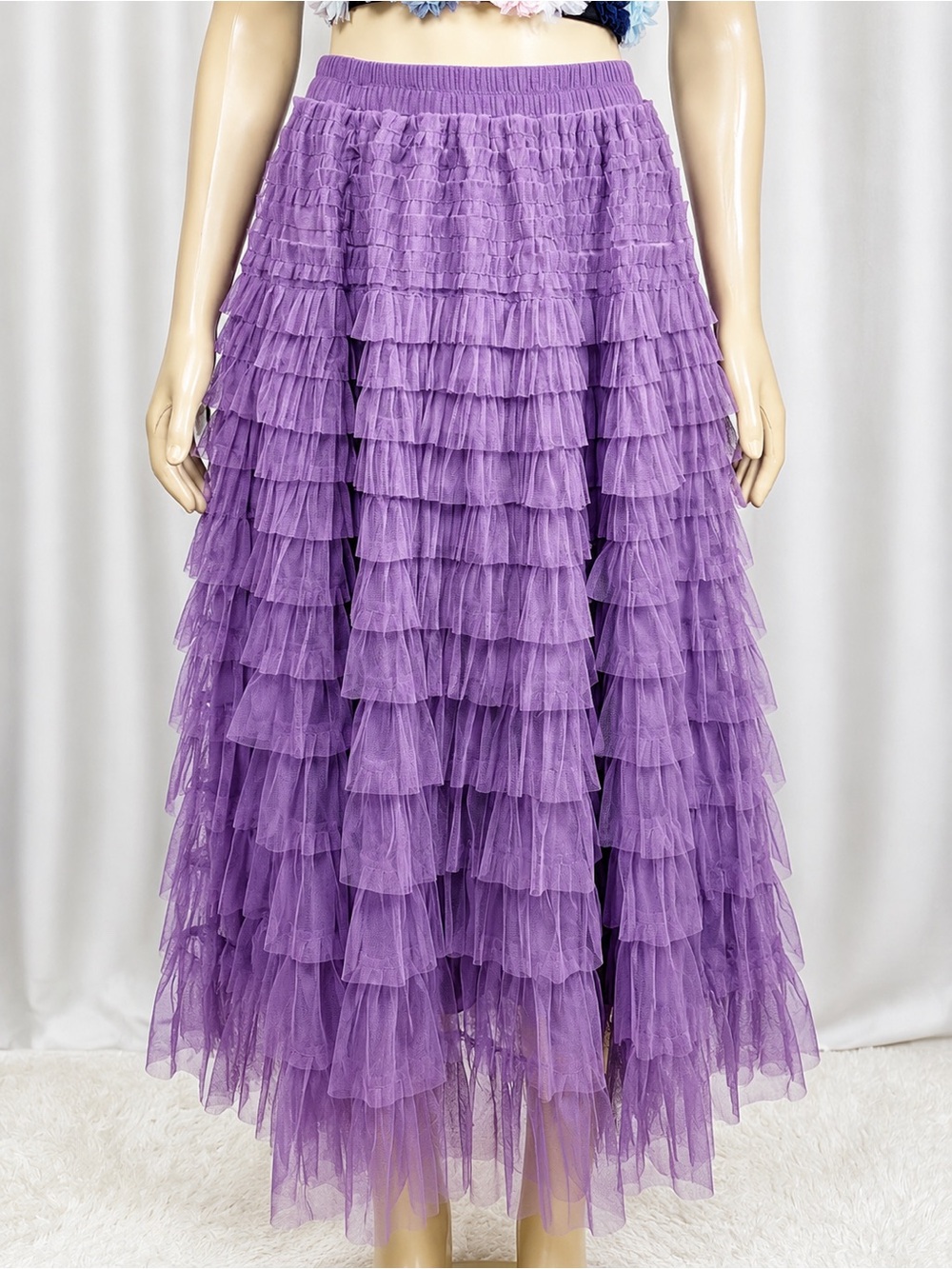 Lavender Tiered Tulle Maxi Skirt - Women